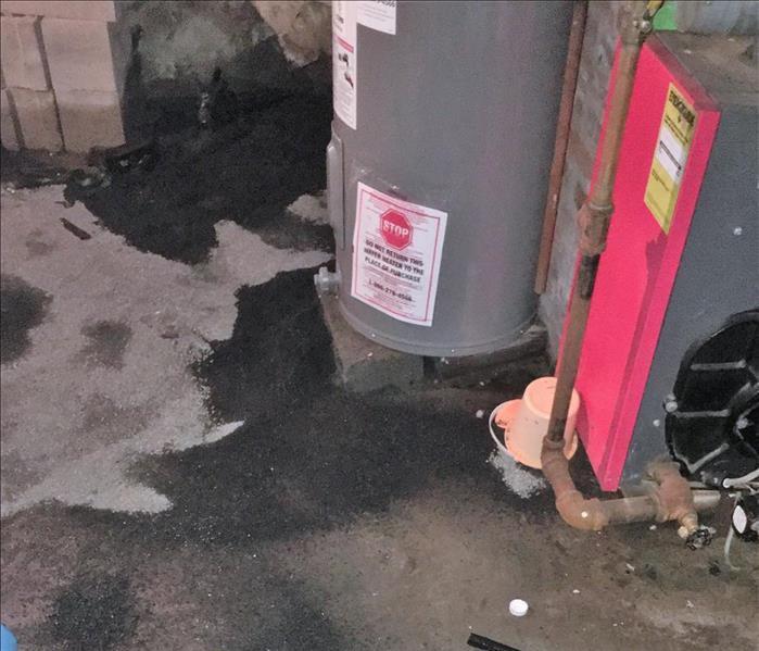 oil spill on basement floor