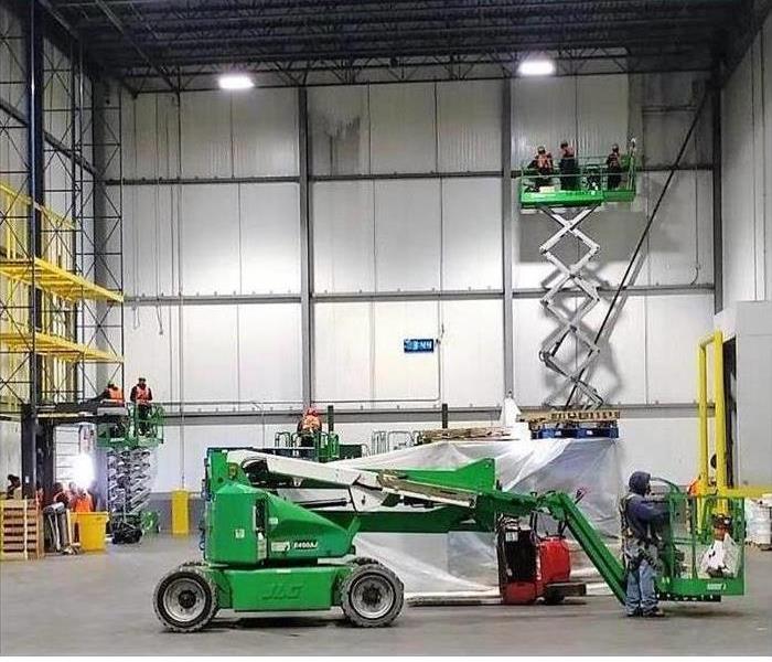 warehouse being cleaned by Servpro
